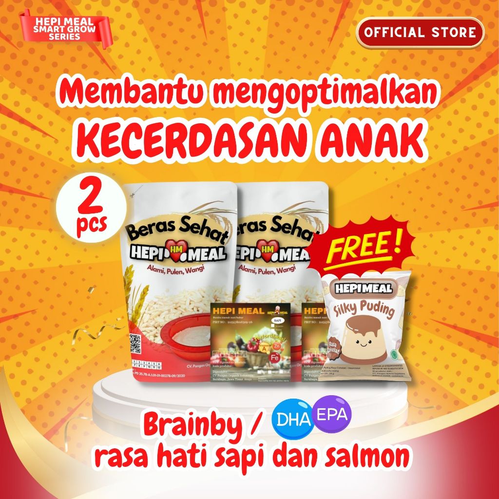 

2 Set Paket BRAINBY EPA DHA Hepi Meal Smart Grow Bubur MPASI Nasi Tim Homemade Fortifikasi dengan Zat Besi, Zinc, dan Vitamin untuk Meningkatkan Selera Makan Bayi