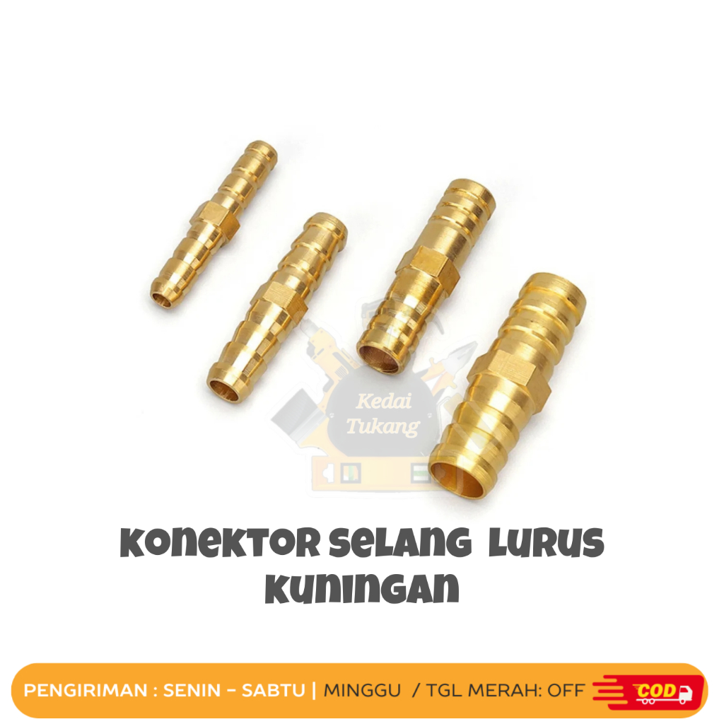 KEDAI TUKANG Nepel Selang Sambungan Selang Air Kuningan 5/8 1/2 3/4 Konektor Kompresor Double Hose B