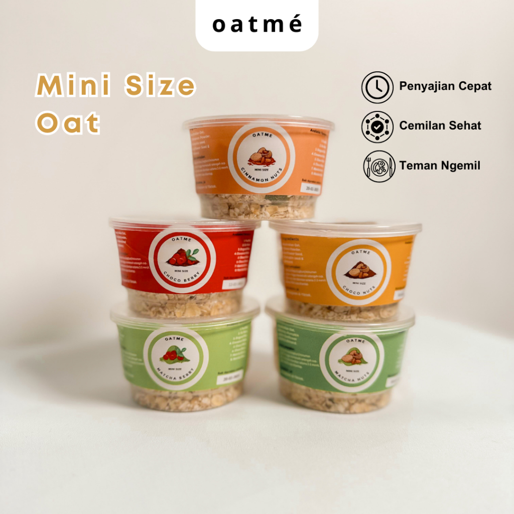 

5 PCS - Oatme Instant Sereal Oats Mini Size Choco Matcha Cinnamon Berry Nuts Snack sehat Cepat Tinggi Serat