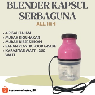 Blender Kapsul Electric  Blender MPASI Blender Chopper Jus Dan Penggiling Daging Manual Multifungsi