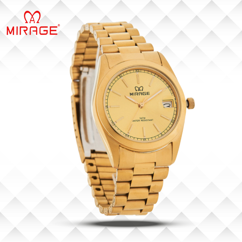 Mirage Jam Tangan Pria Analog TS 195 M Gold Original Stainless