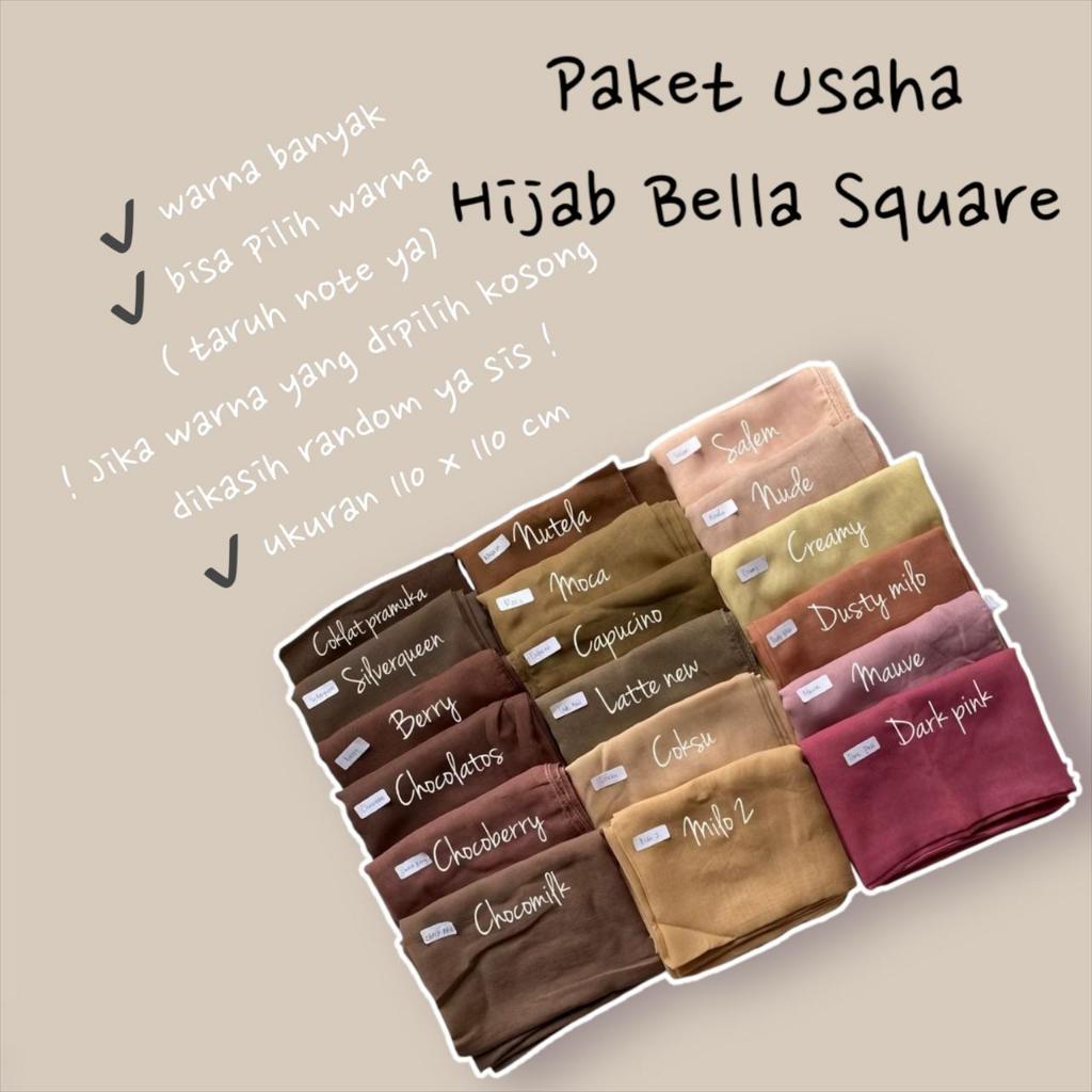 ( 100RB dapet 12PC )HIJAB BELLA SQUARE JILBAB SEGI EMPAT POLYCOTTON BEBAS PILIH WARNA