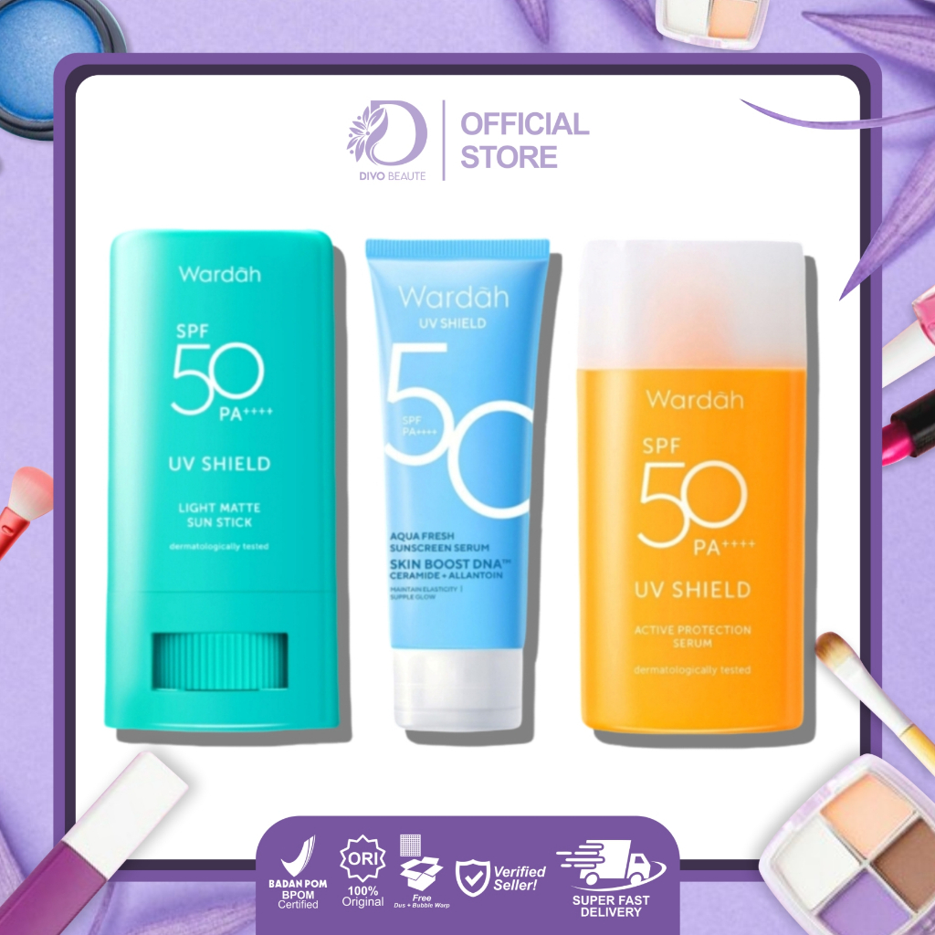 Wardah UV Shield Sunscreen SPF 50 PA++++ - Active Protection Serum | Aqua Fresh Sunscreen Serum | Li