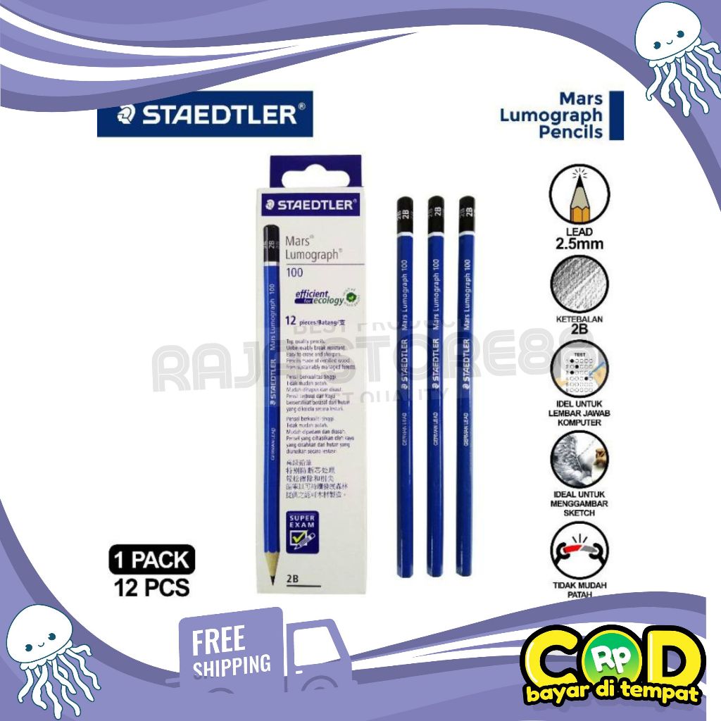 

Pensil staedtler 2B ORIGINAL (1 Lusin) TERMURAH