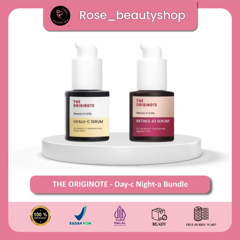 THE ORIGINOTE Day-C Night A Bundel 2pcs - Hyalu C Serum + Retinol B3 Serum 20ml - Serum Wajah - Seru