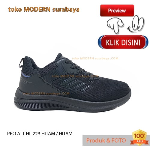 Sepatu sekolah sneakers tali unisex trendy terbaru PRO ATT HL 223 HITAM / HITAM