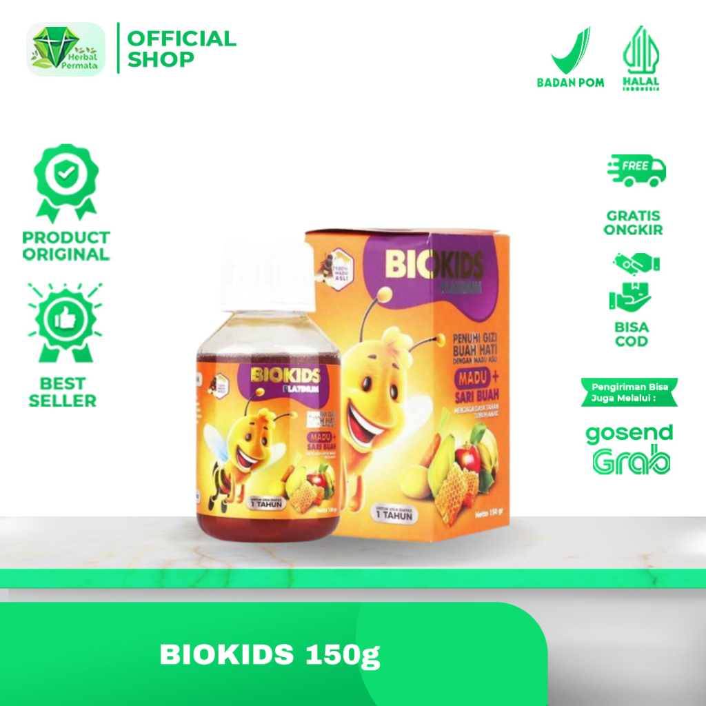 Biokids Platinum  150 gram - Madu Anak Probiotik Nutrisi Kecerdasan & Penambah Nafsu makan