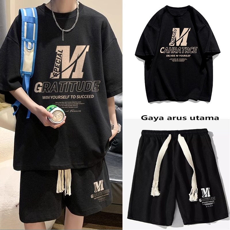 COD-set baju pria set kaos  original baju2024 NEW Korea Selatan celana training set pakaian pria ker