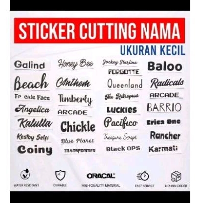 

stiker cutting custom request nama art