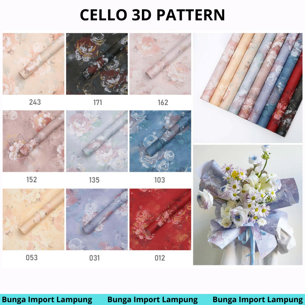 

(lembaran)kertas buket paper flower 3D pattern wrapping paper