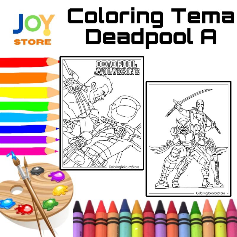 

Kertas Mewarnai Gambar Anak ukuran A4 dan A5 150 gsm - Coloring Paper Tema Deadpool A Toko Joy Store