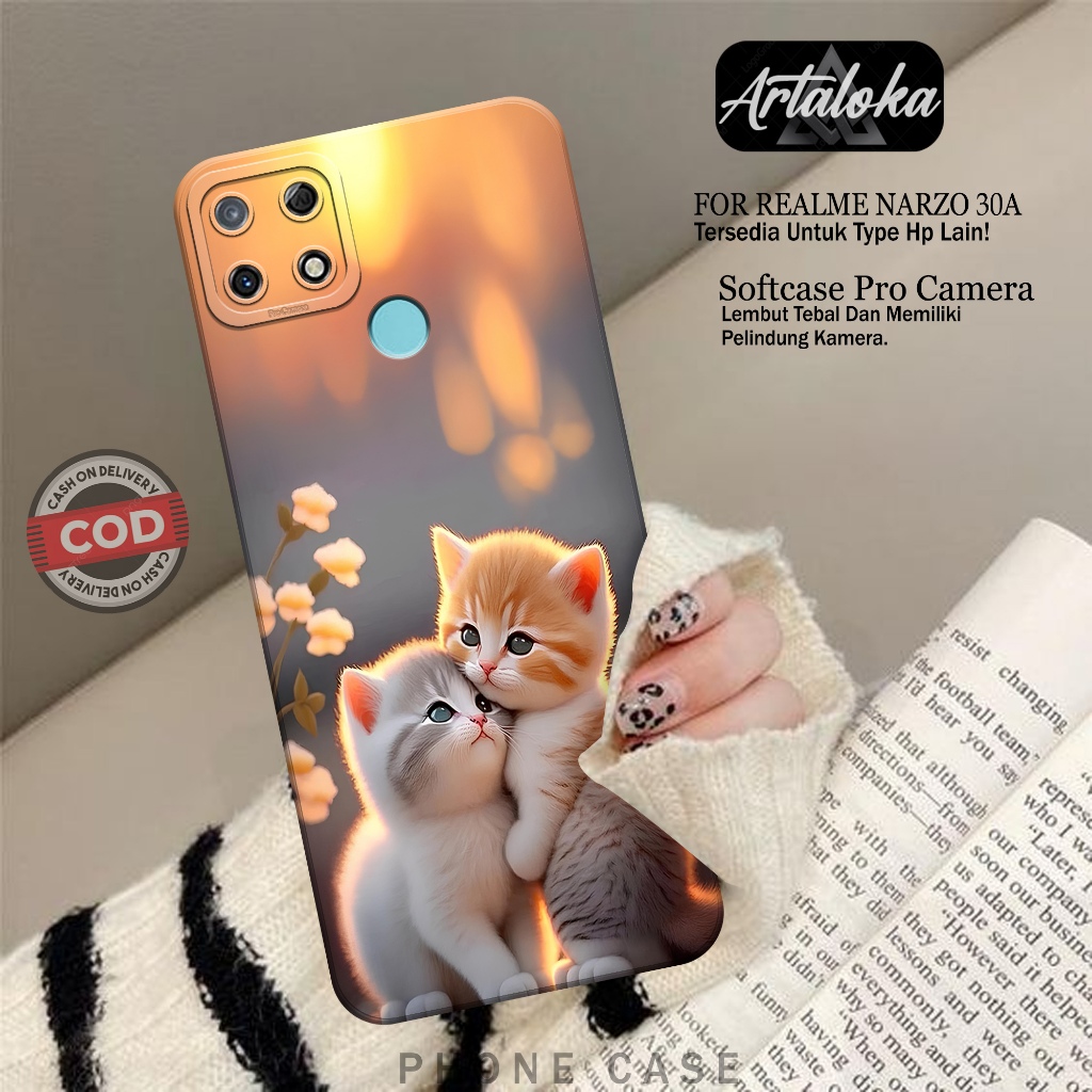 Case Hp Realme Narzo 30A Fashion Case Kucing Lucu Case Realme Narzo 30A Silikon TPU Pro Camera Casin