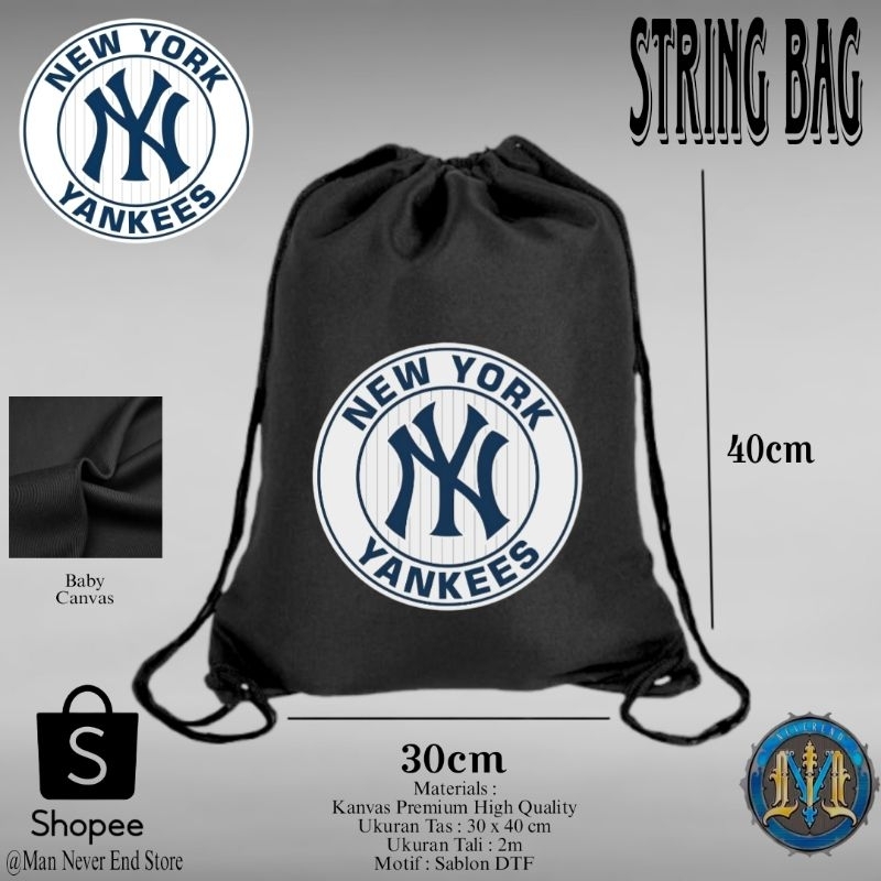 String Bag Kanvas Twill New York Yankees Distro NYC / Tas Tali Serut Gymsack Baby Canvas Twill Distr