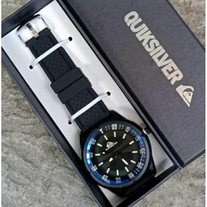 Promo Quiksilver Jam Tangan Kulit Pria Analog Fashion Terlaris Simpel Kasual Nyaman Pria