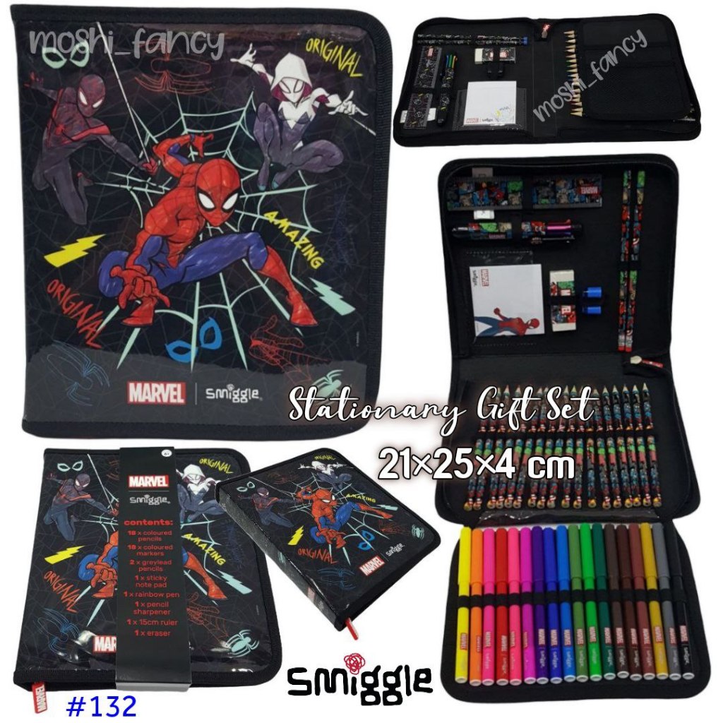 

Smiggle Midi Zip Kit Stationary Gift Set Spiderman Marvel Studio / Pencil Case Set Smiggle Spiderman / Set Alat Tulis Smiggle Spiderman Marvel Disney / Alat Tulis Anak Laki-Laki Boy