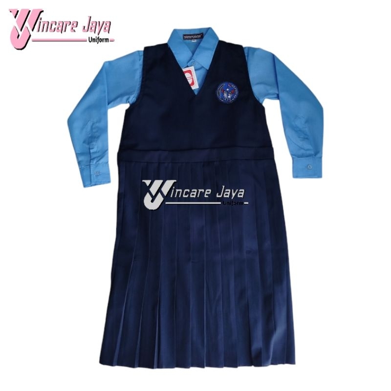seragam tk biru dongker perempuan seragam tk navy plisir