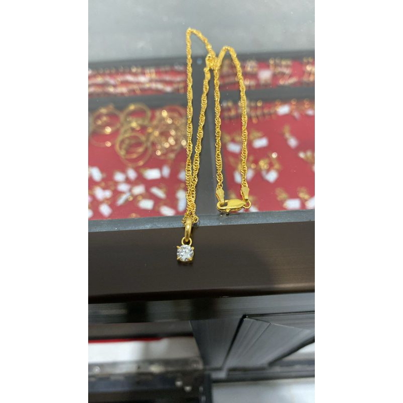 kalung dan liontin perak lapis emas 22 karat