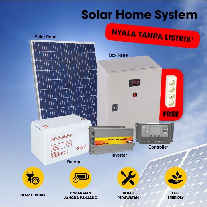 PAKET SHS SOLAR HOME SYSTEM PLTS OFF GRID MINI 150WP SOLAR PANEL - 1200 WH