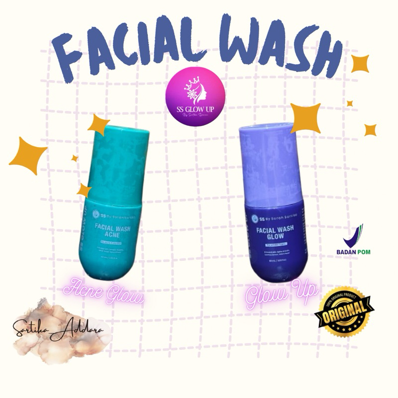 ECER FACIAL WASH ( SABUN ) GLOW UP,DAN GLOW ACNE SS GLOW UP BY SARAH SARTIKA
