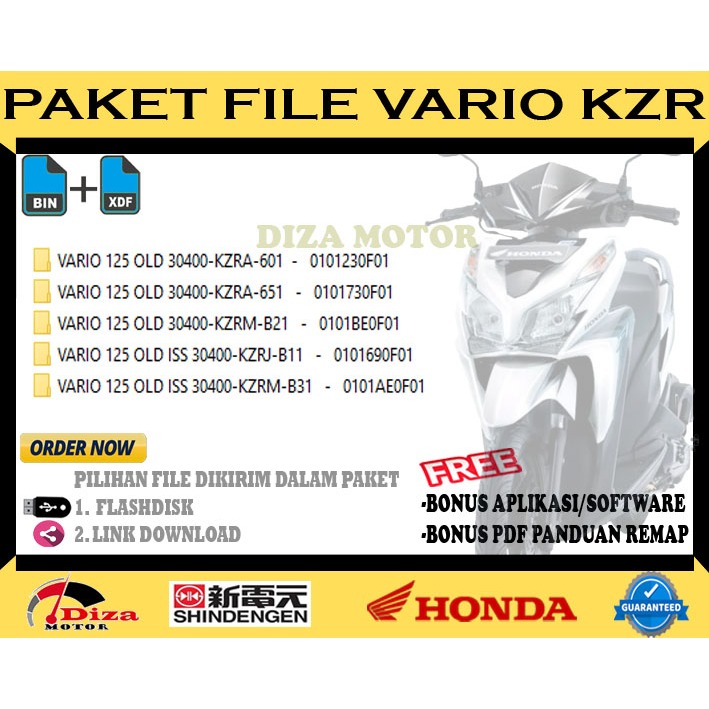 File Remap Bin/Xdf Vario 125 Old KZR All series Original