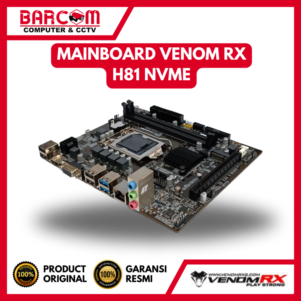MOTHERBOARD H81 LGA 1150++ NVME M.2 SLOT VenomRX MAINBOARD MOBO - ORIGINAL BARU