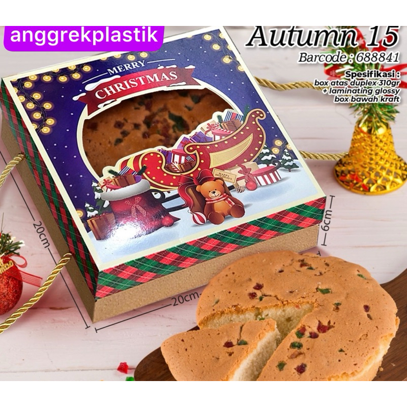 

box dus kue puding Natal Christmas 20x20 sheela