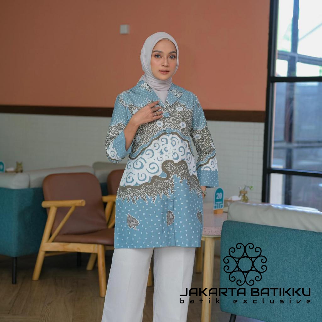 Baju batik atasan wanita lengan panjang seragaman tunik mewah