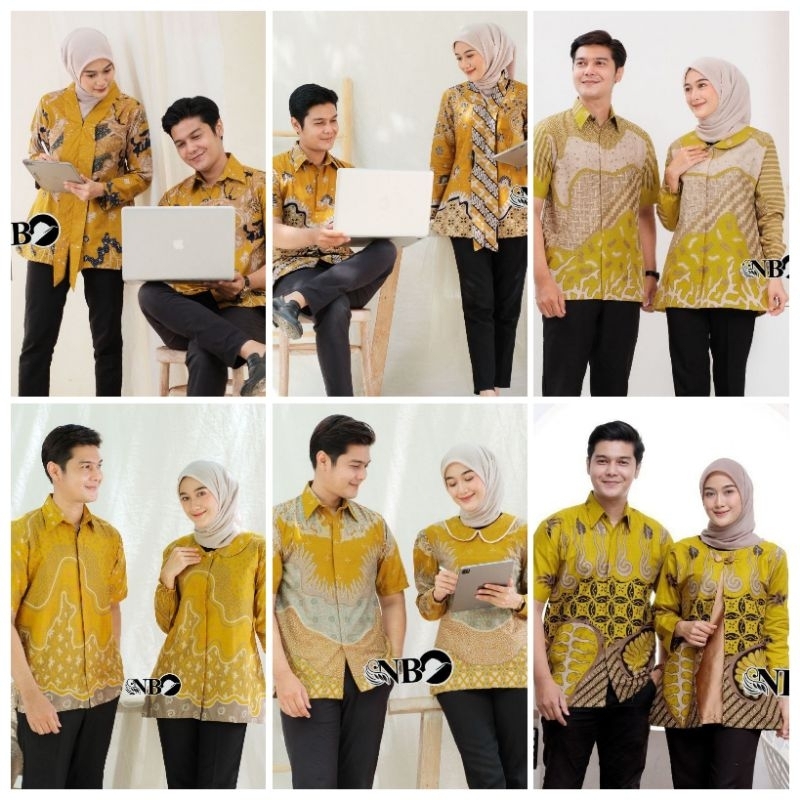 Seragam Batik Couple Warna Kuning Lime Mustard Batik Modern Couple