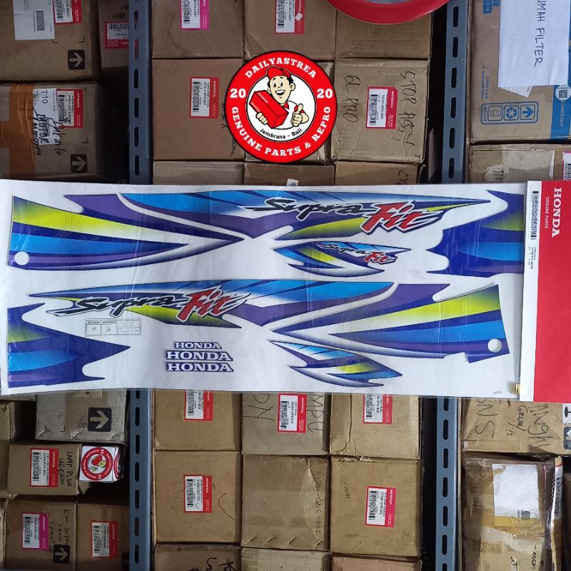LIS STRIPING BODY BIRU HONDA SUPRA FIT 100 LAMA TROMOL 2005 ORIGINAL ORI ASLI AHM 871X0-KTL-880ZC