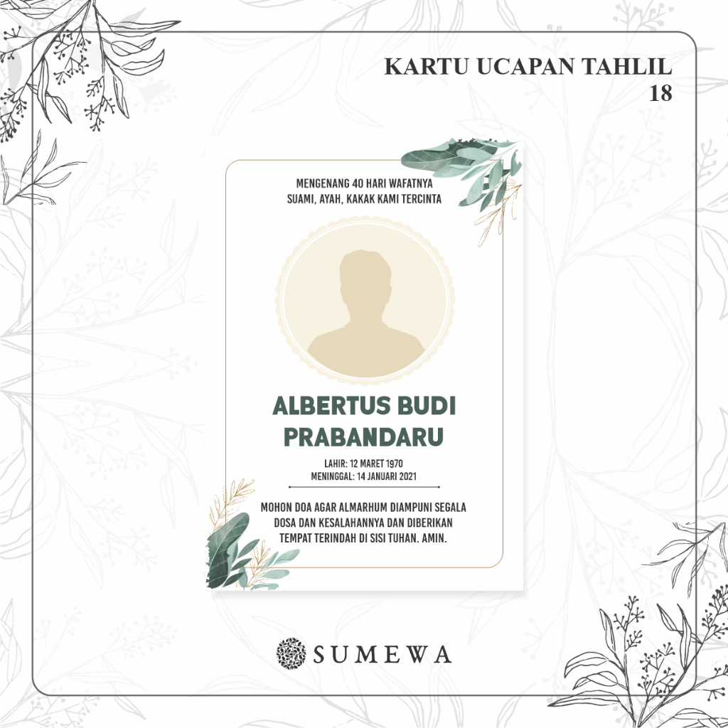 Kartu Ucapan Tahlilan / Kartu Ucapan Peringatan Meninggal 40 Hari / Kartu Ucapan Peringatan 1000 Har