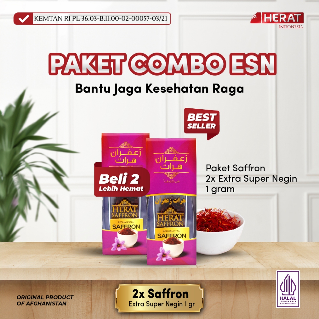 

[BELI 2 LEBIH HEMAT] Saffron Extra Super Negin 1 gr x2 - Safron Premium Halal 100% Original