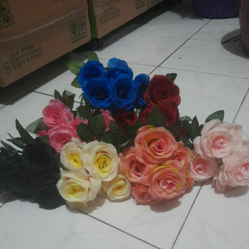 Mawar artifisial Tropis cabang 6/ bunga mawarcrose tropis