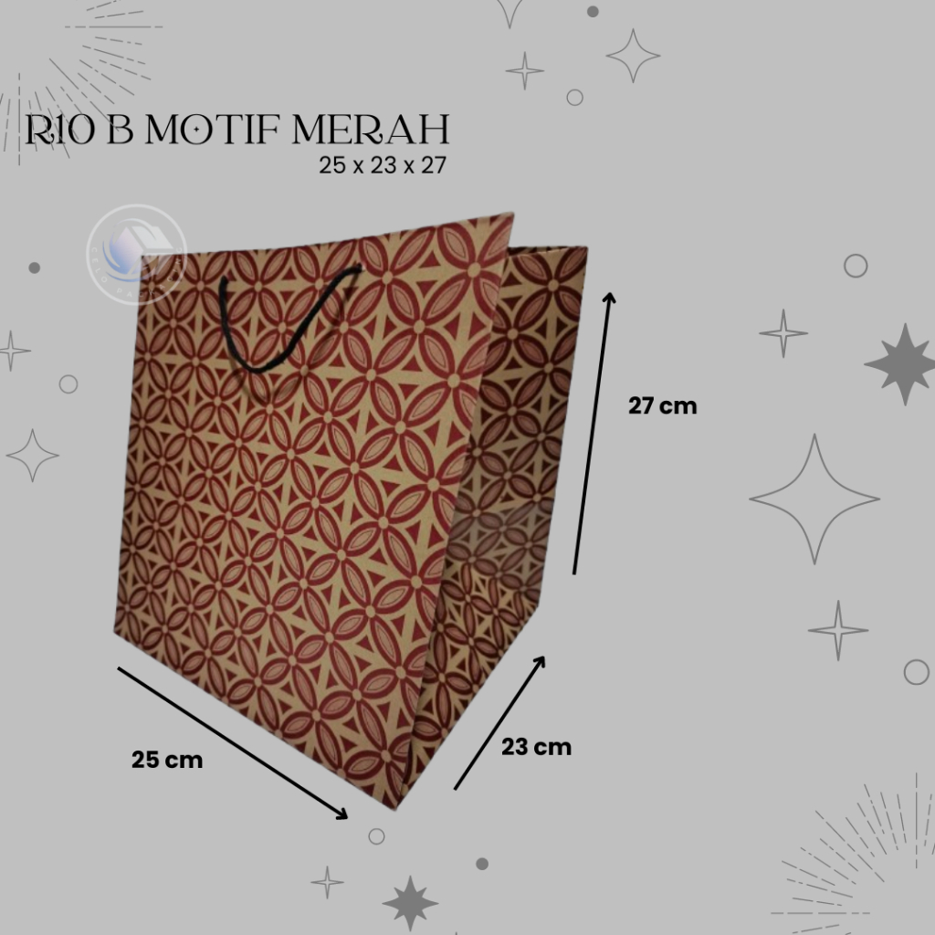 

PAPERBAG R10 B MOTIF MERAH (size 25x23x27) PAPERBAG HAJATAN PAPERBAG SOVENIR