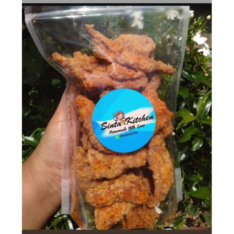 

Kulit ayam crispy rasa pedas berat 125 gr