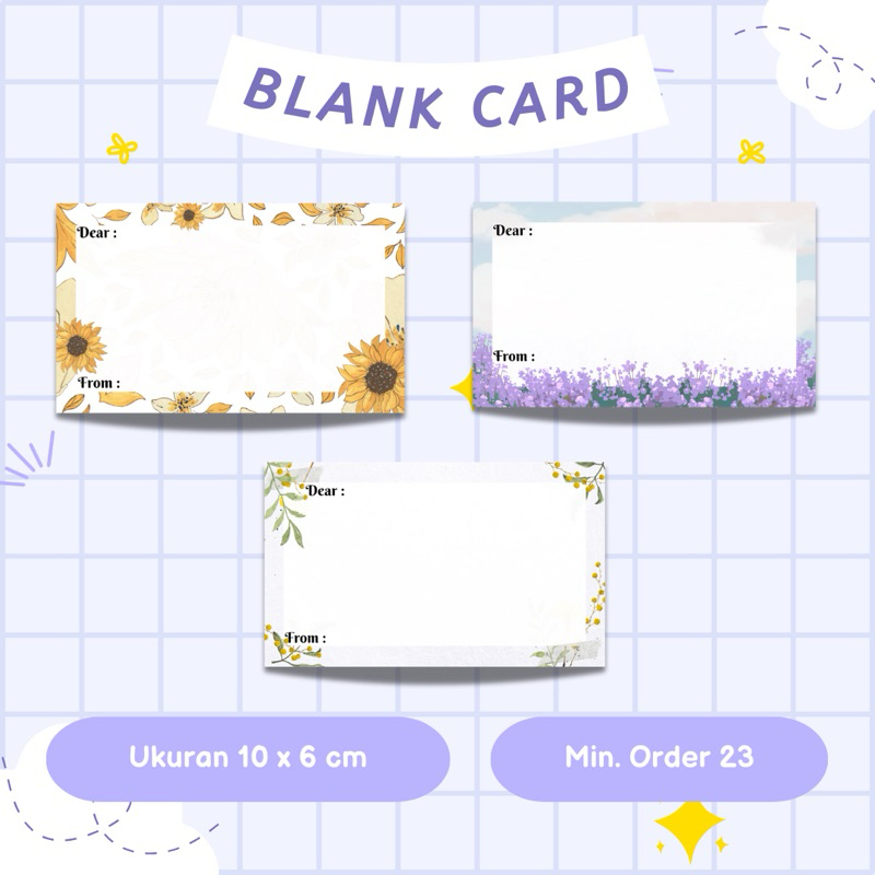 Kartu ucapan | Greeting Card BLANK Polos | Gift Card Kartu Polosan Kosong Kosongan Thankyou | Aesthe