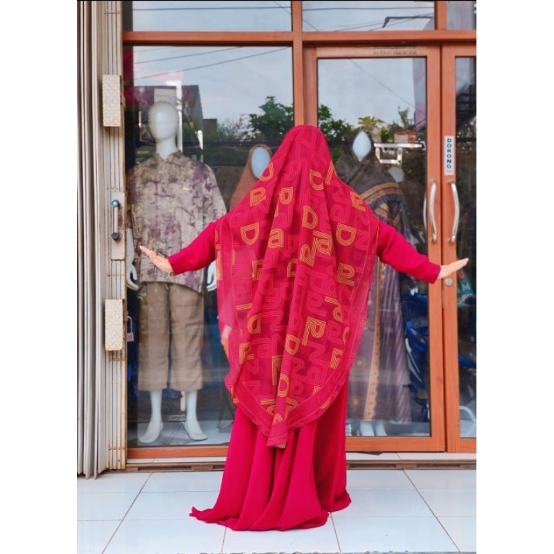 Gamis Set khimar merah maroon by Arinda Syar'i