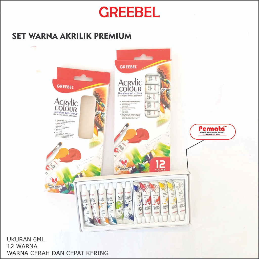 

GREEBEL Cat Lukis Akrilik / Cat Acrylic Colour Kanvas (Cat Akrilik 6 ML) / Acrylic Paint Color / Cat Lukis Canvas / Cat Meluki