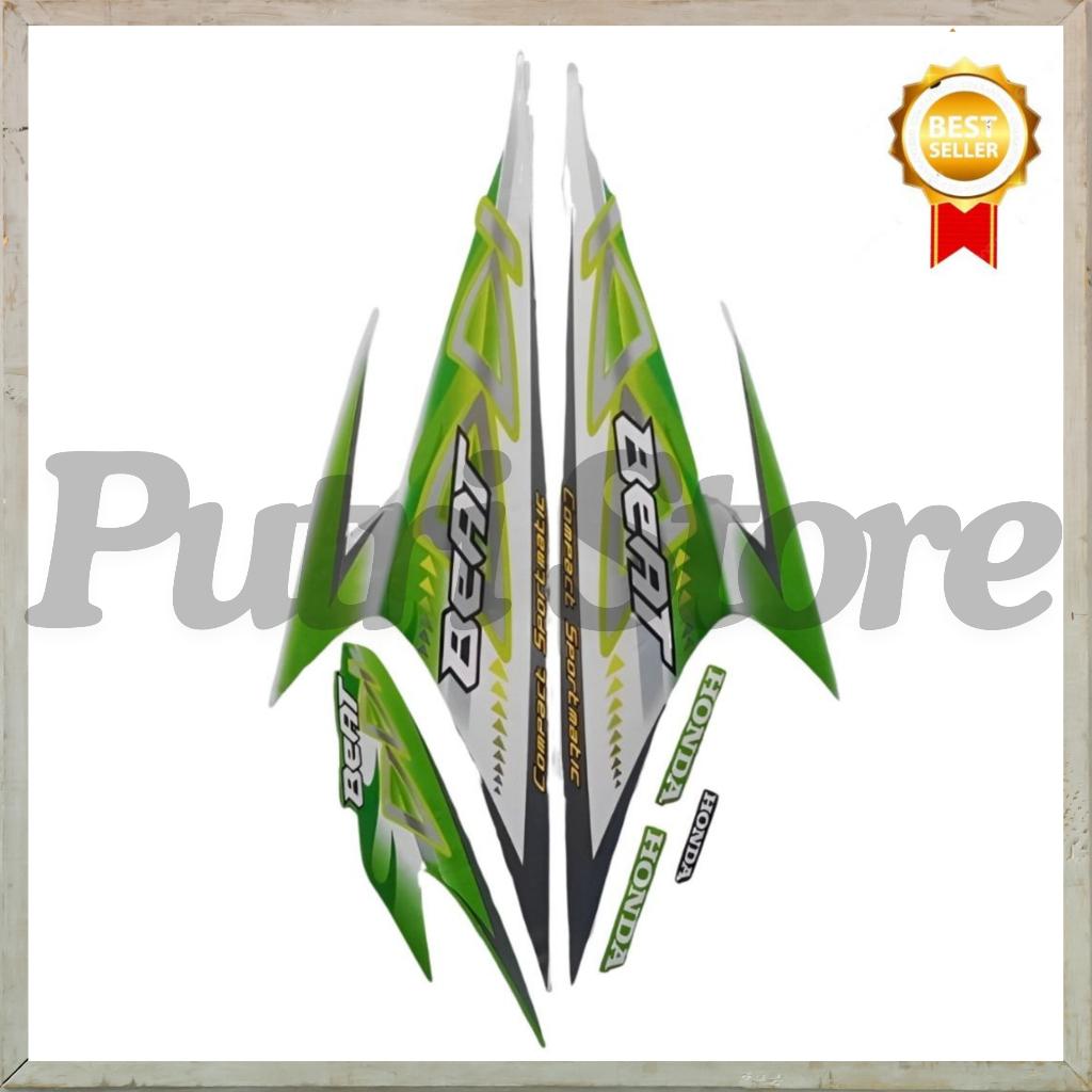 Sticker Striping Motor Honda Beat Karbu 2012 Hijau list body motor beat Karbu 2012