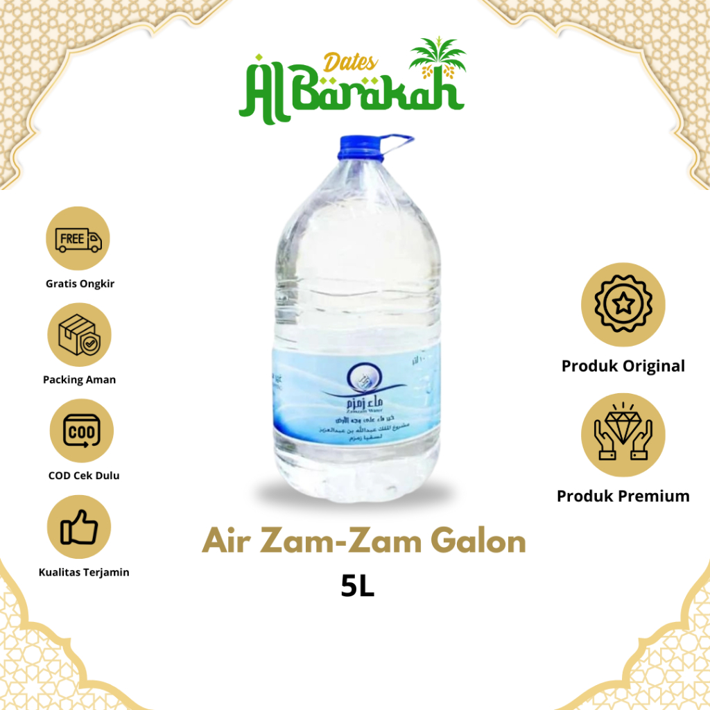 

Air Zam Zam Galon 5L Tanpa Barcode Oleh oleh Haji dan Umroh dengan kemasan aman dan segel