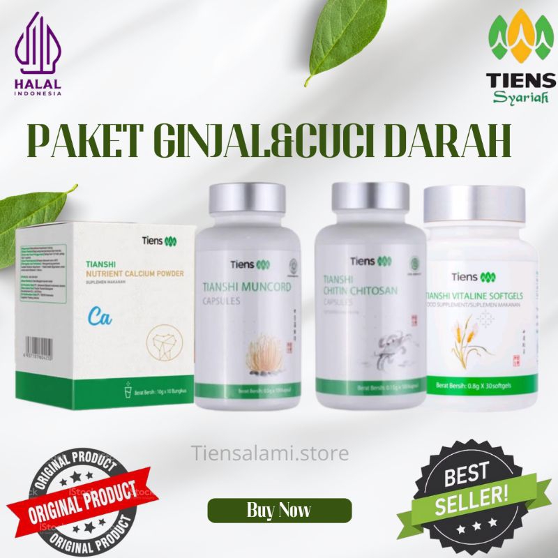 PAKET GINJAL&CUCI DARAH||TIANSHI NUTRIENT CALCIUM POWDER||TIANSHI MUNCORD||TIANSHI CHITIN CHITOSAN||