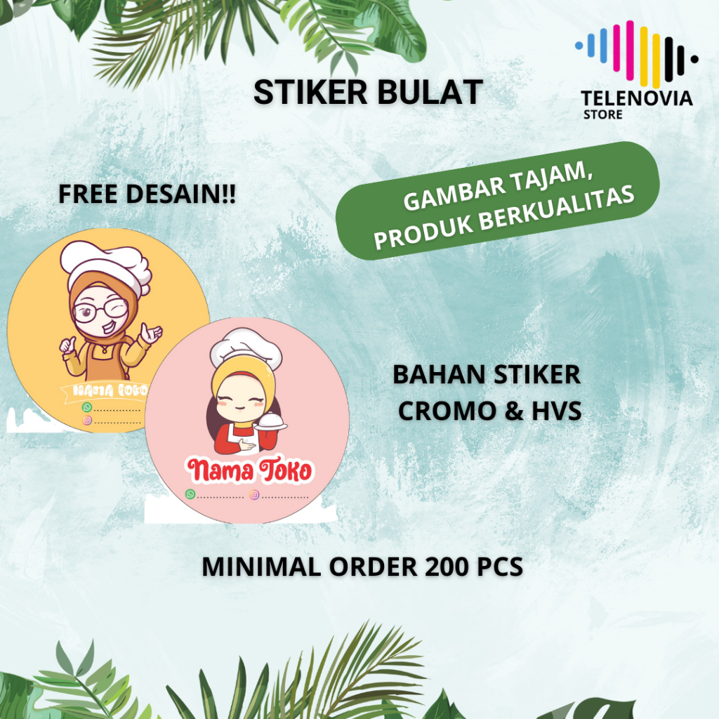 

Cutting stiker Bulat cromo, label kemasan, label makanan, label minuman, label online shop murah