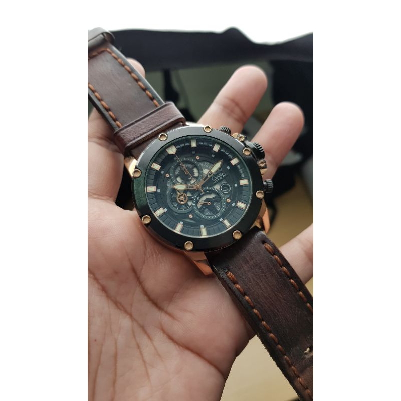 Preloved Seken Jam Alexandre Christie AC6564 Rosegold Brown