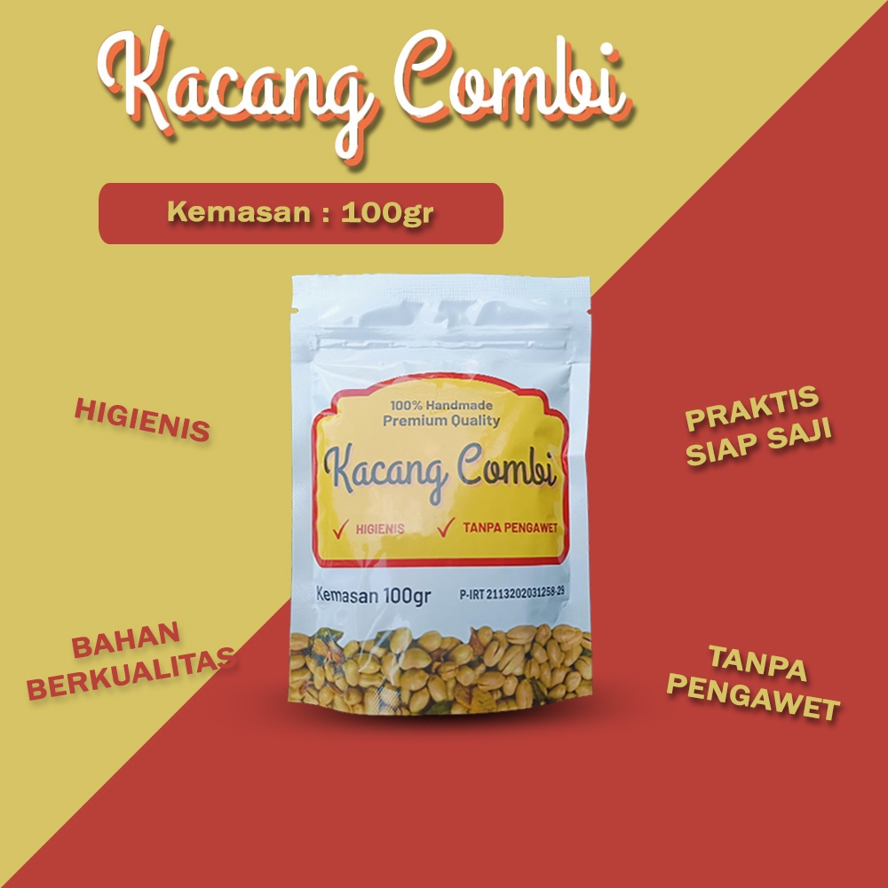 

Snack Kacang Combi 100 Gram Kemasan Alumunium Standing Pouch Camilan Kacang Goreng - Home Made Rumahan Gurih