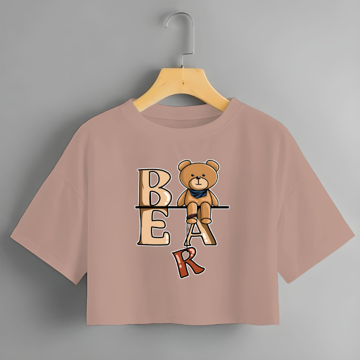 Kaos Crop Top Bear / Kaos Crop Top Wanita / Kaos Crop Top Oversize