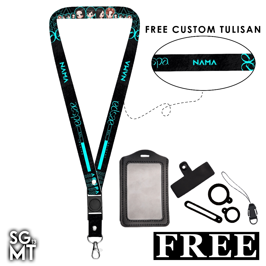 

Id Card Lanyard Custom Name Tag Custom Nama KPOP Series Aespa Gantungan Tali Hp Kpop 2 sisi Murah