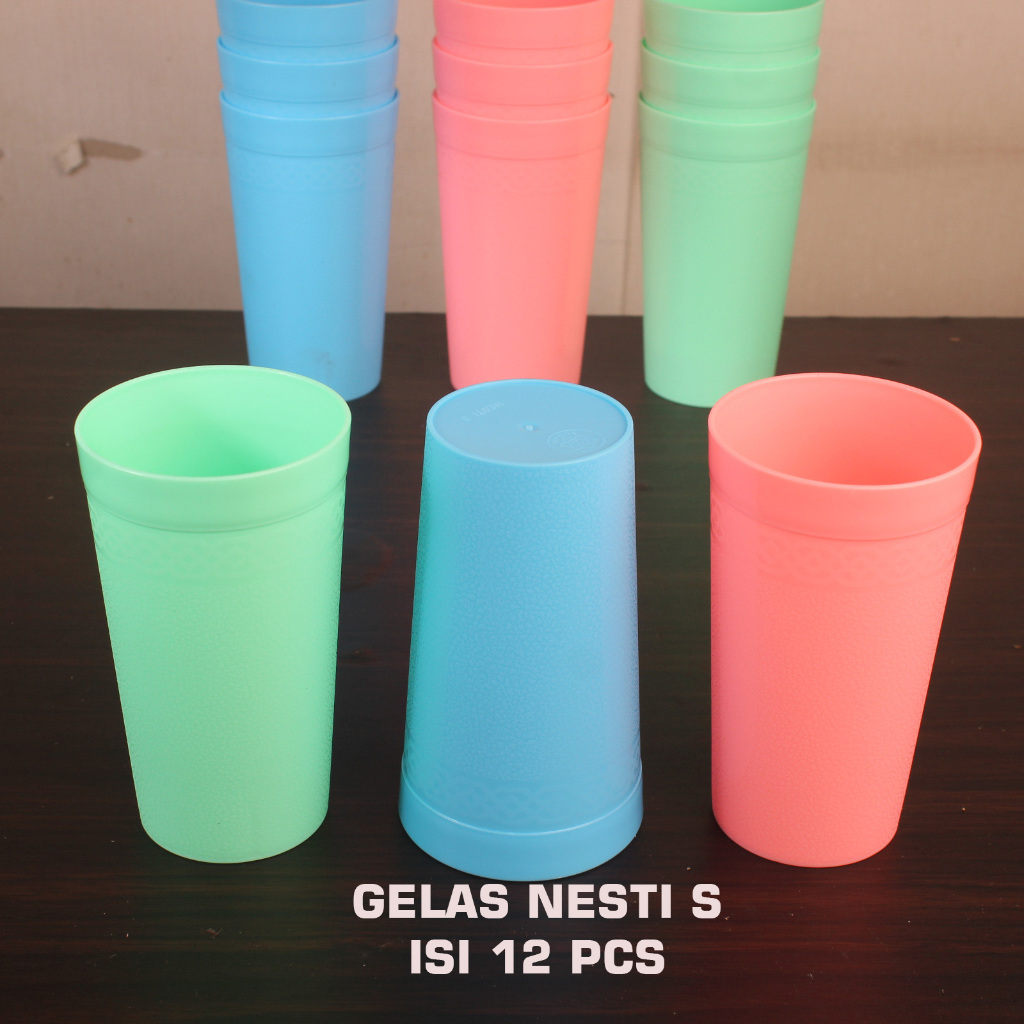 GROSIR gelas plastik murah/ gelas mug plastik nesti s ( perlusin)