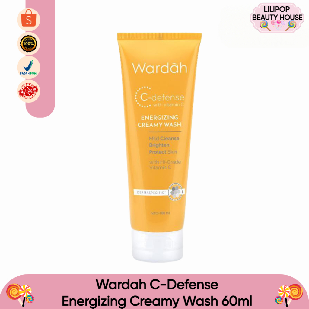 Wardah C-Defense Energizing Creamy Wash 60ml | Sabun Cuci Muka Murah