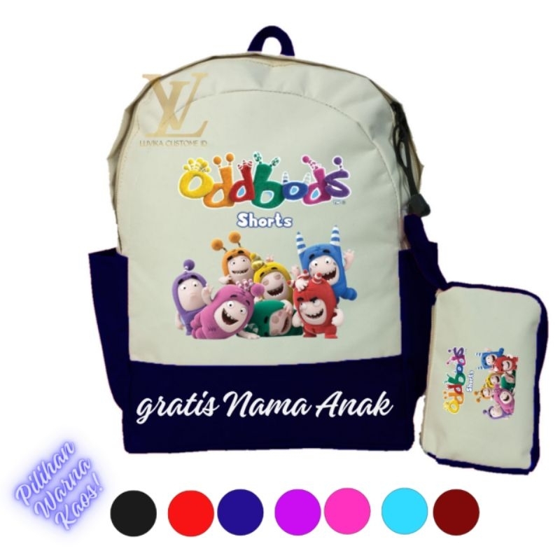 Tas Anak Oddbods I Tas Anak Sekolah dan Tempat Pensil Custom Oddbods I Tas Ransel Backpack Unisex {F