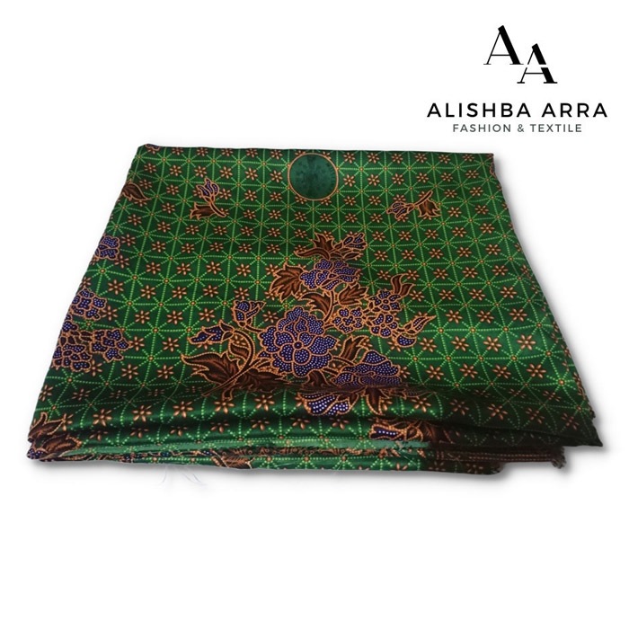 Bahan Kain Meteran Seragam Muslimat Nu Wanita Terbaru Batik Semi Sutra Premium Hijau Tua Aliska