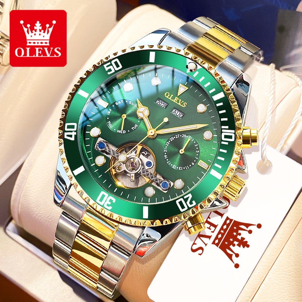 OLEVS Jam Tangan Pria Automatic Original Mekanis Multifungsi Mewah Tahan Air Men Watch Waterproof